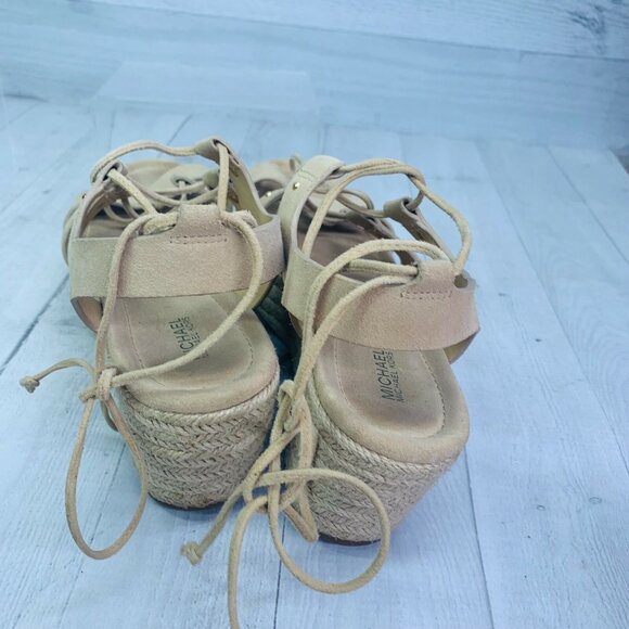 Michael Michael Kors Womens ST16A Beige Lace Up  Wedge Heels Sandals Sz 8.5 M - Picture 6 of 9